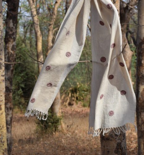 Applique Kala Cotton Polka Dot Stole