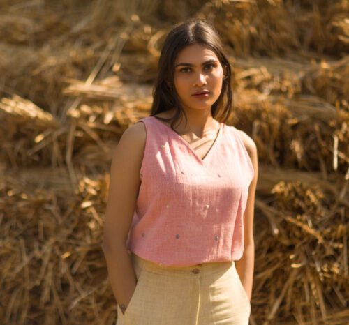 Applique Polka Dot Sleevless Less Top