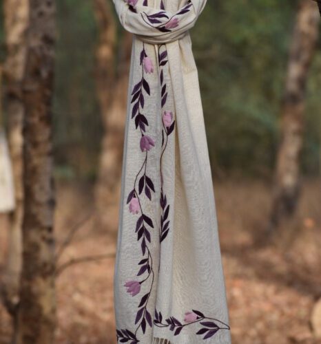 Applique Kala Cotton Floral Petals Stole