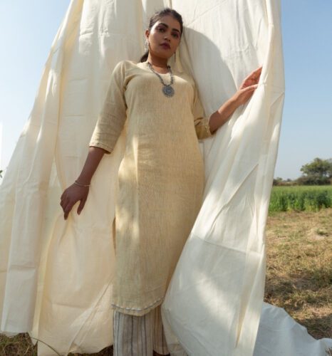 Applique Kala Cotton Collor Neck Straight Kurti