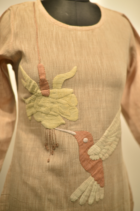 Applique Humming Bird Kala Cotton Kurti