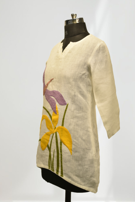 Applique Tropical Flower Bell Sleeve Top