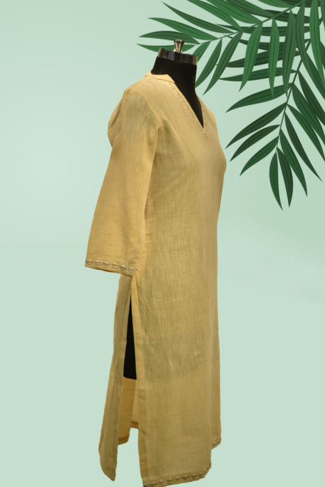 Applique Kala Cotton Collor Neck Straight Kurti