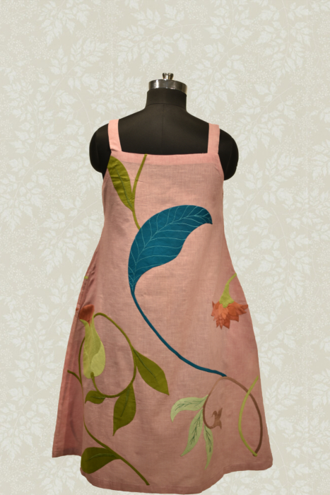 Applique Khadi Tropcial Floral A Line Dress