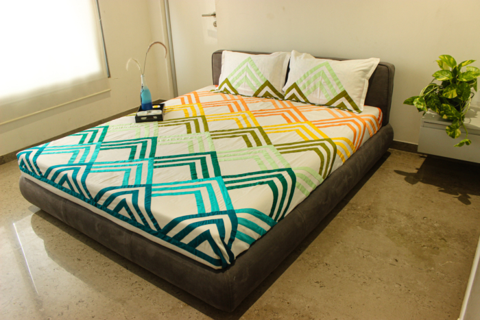 Applique Cotton Satin Geometry Design Bed Sheet